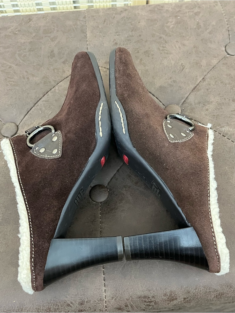 Dark Brown Suede hill mules 7 - Picture 2 of 6